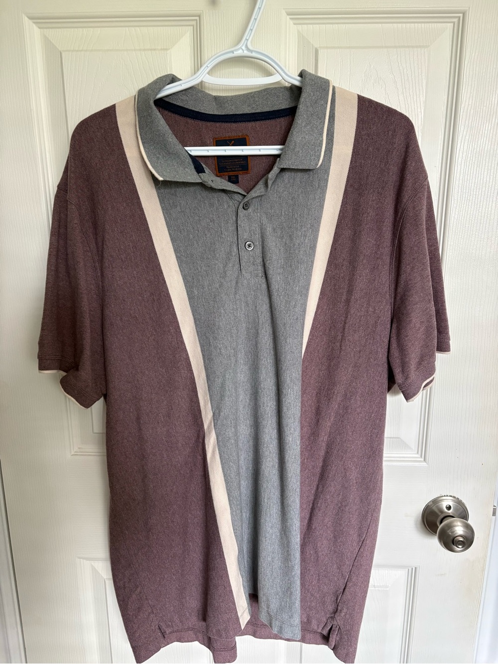 Denver Hayes Two-Tone Polo in Purple, Grey, and Cream